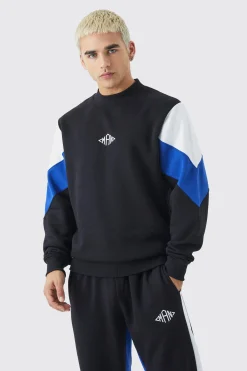 Man Colour Block Sweatshirt Gusset Tracksuit | BoohooMAN UK