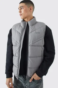 Man Dash Quilted Funnel Neck Gilet | BoohooMAN UK