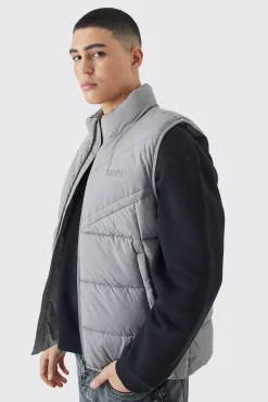 Man Dash Quilted Funnel Neck Gilet | BoohooMAN UK