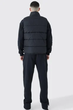 Man Dash Quilted Funnel Neck Gilet | BoohooMAN UK