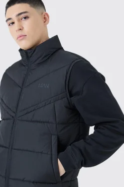 Man Dash Quilted Funnel Neck Gilet | BoohooMAN UK