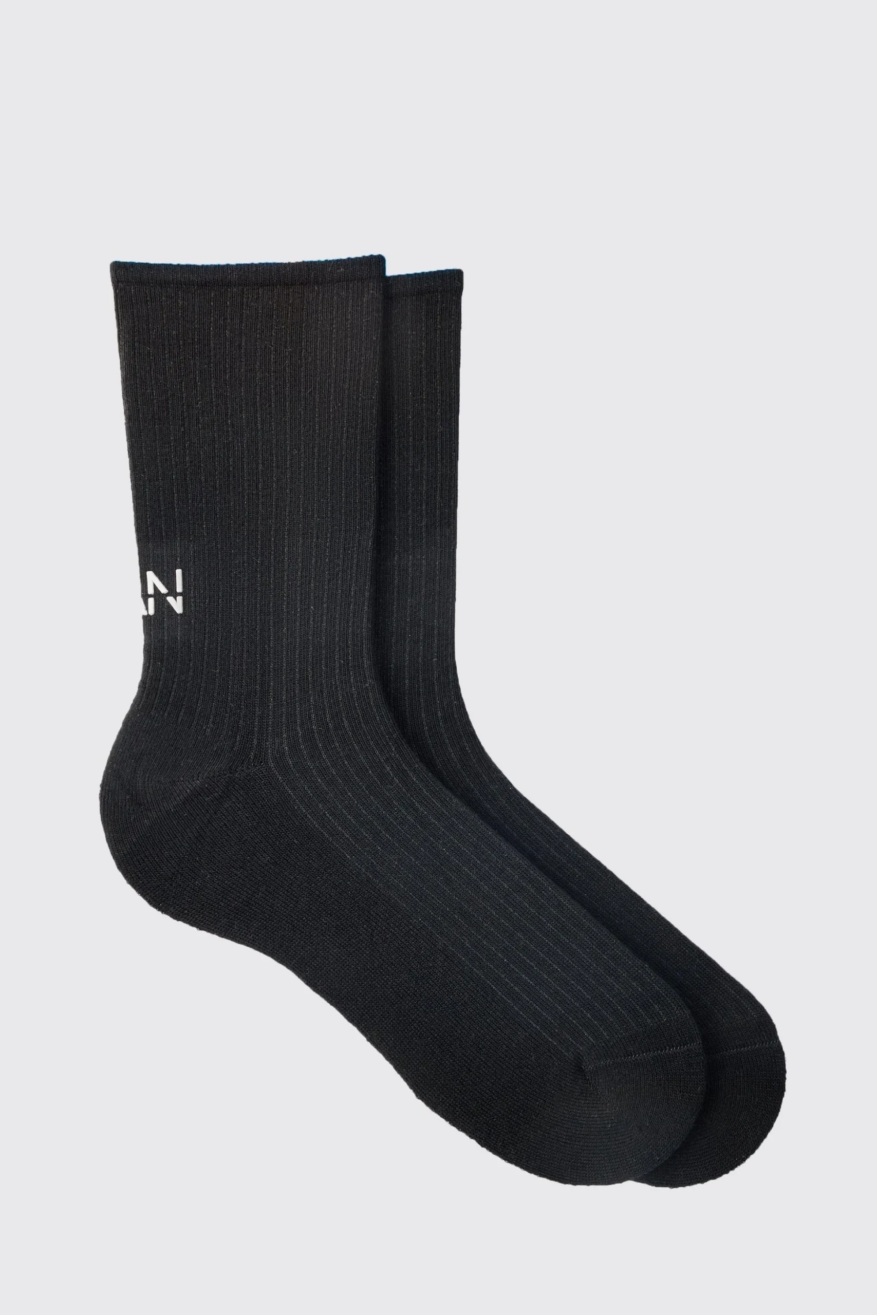 Man Dash Ribbed Socks In Black | BoohooMAN UK