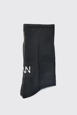 Man Dash Ribbed Socks In Black | BoohooMAN UK