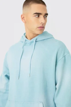 Man Embroidery Oversized Sun Bleached Wash Hooded Tracksuit | BoohooMAN UK