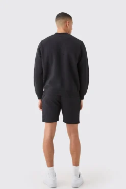 Man Extended Neck Sweatshirt Short Tracksuit | BoohooMAN UK