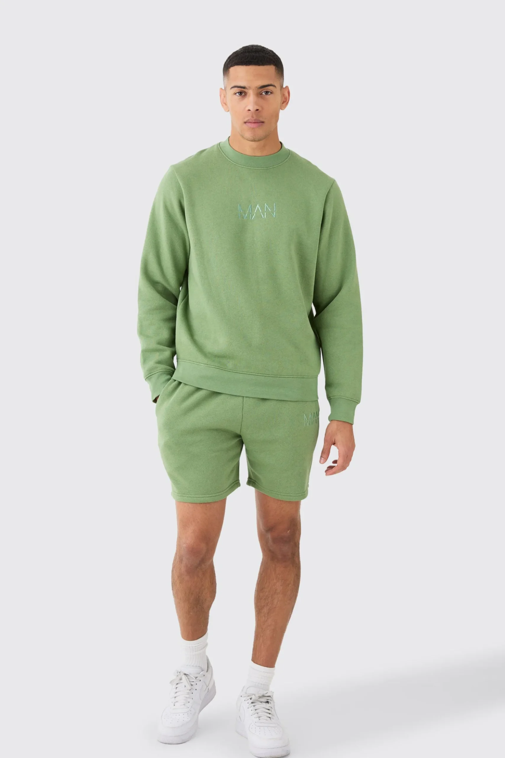 Man Extended Neck Sweatshirt Short Tracksuit | BoohooMAN UK