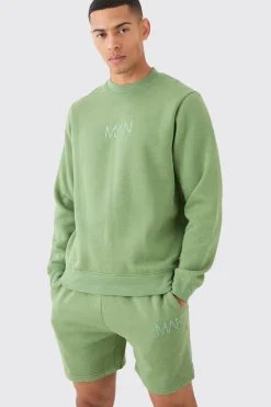 Man Extended Neck Sweatshirt Short Tracksuit | BoohooMAN UK