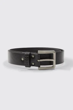 Man Faux Leather Belt | BoohooMAN UK