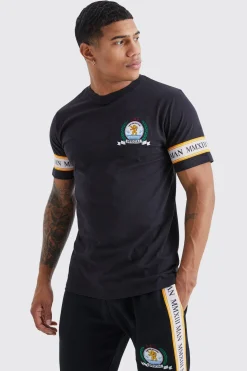 Man Gold Embroidered Tshirt And Jogger Set | BoohooMAN UK