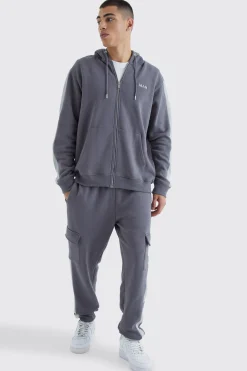 Man Gold Hoodie And Cargo Jogger Set | BoohooMAN UK