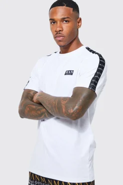 Man Gold Slim Fit Tape T-shirt | BoohooMAN UK