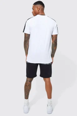 Man Gold Slim Fit Tape T-shirt | BoohooMAN UK