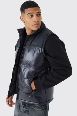 Man High Shine Colour Block Gilet | BoohooMAN UK