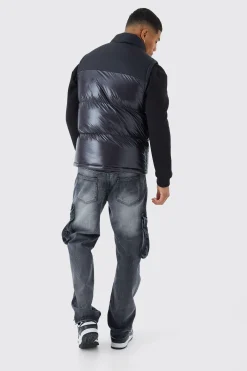 Man High Shine Colour Block Gilet | BoohooMAN UK