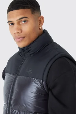 Man High Shine Colour Block Gilet | BoohooMAN UK