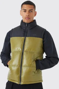 Man High Shine Colour Block Gilet | BoohooMAN UK