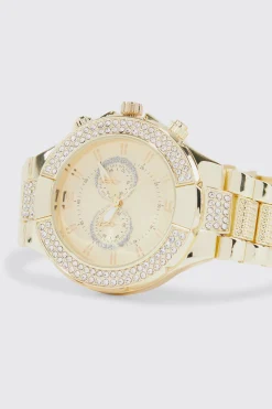 Man Iced Classic Watch With Gift Box | BoohooMAN UK