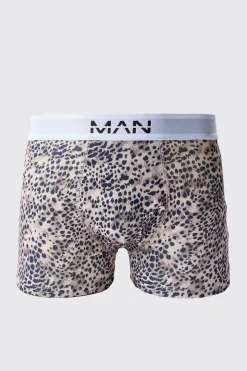 Man Leopard Printed Boxers | BoohooMAN UK
