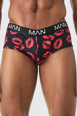 Man Lips Printed Briefs | BoohooMAN UK