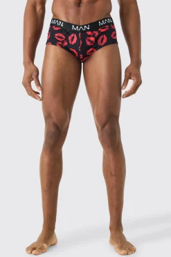 Man Lips Printed Briefs | BoohooMAN UK
