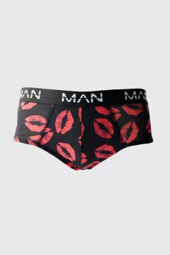 Man Lips Printed Briefs | BoohooMAN UK