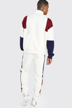 Man Official Colour Block Half Zip Tracksuit | BoohooMAN UK