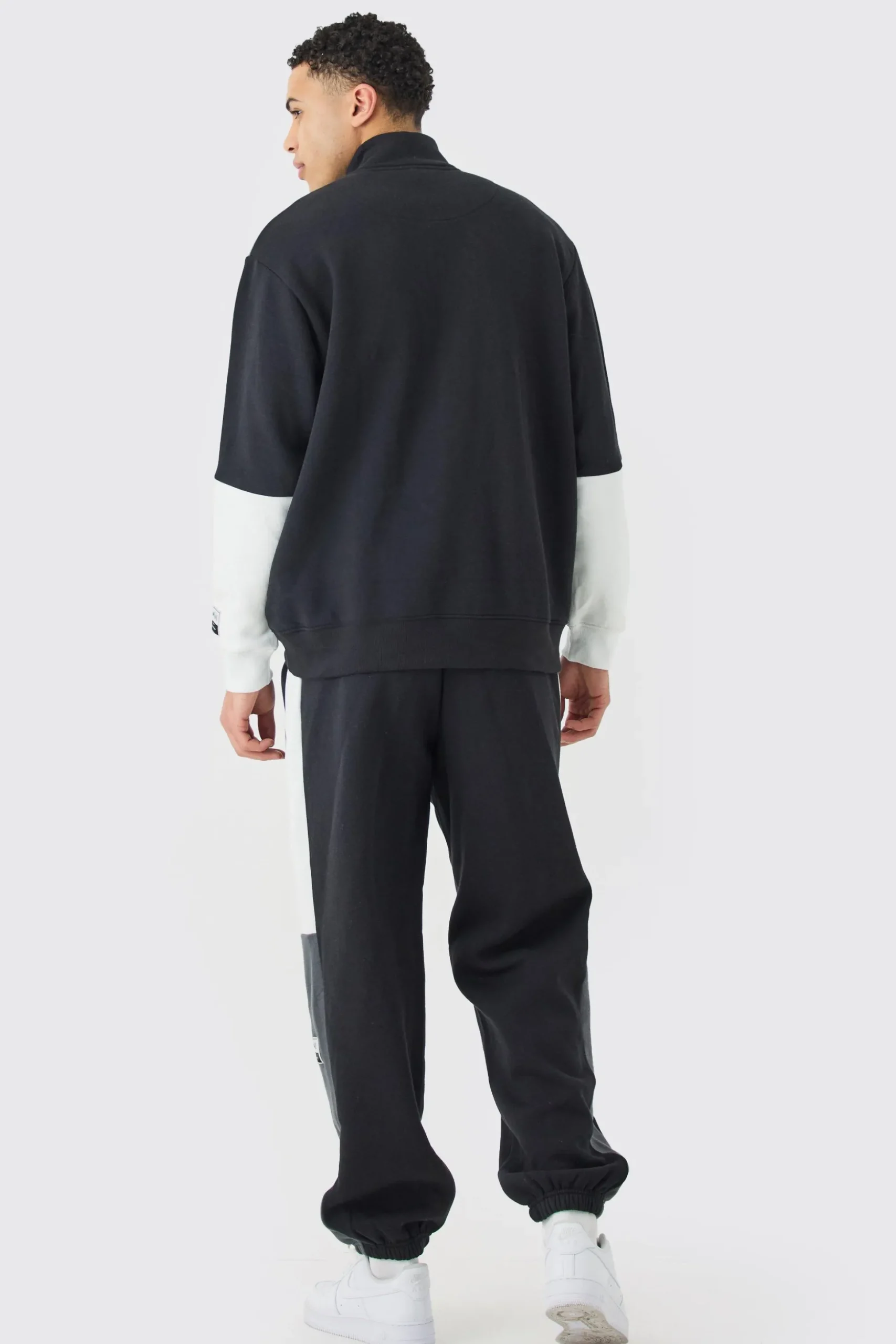 Man Official Colour Block Half Zip Tracksuit | BoohooMAN UK