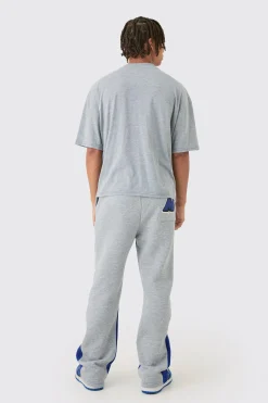 Man Oversized Boxy Contrast Stitch T-shirt Gusset Jogger Set | BoohooMAN UK