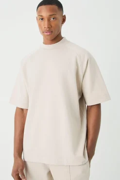 Man Oversized Extended Neck Raglan Heavy Interlock T-shirt | BoohooMAN UK