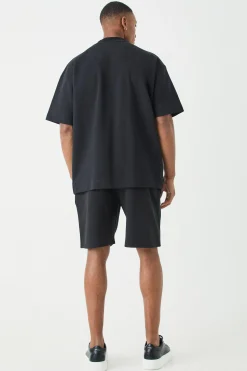 Man Oversized Extended Neck Heavy Interlock T-shirt | BoohooMAN UK