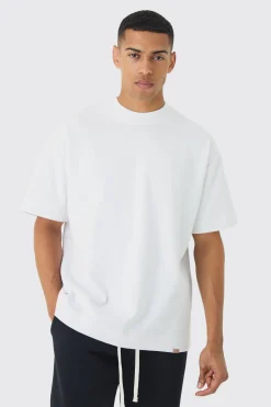 Man Oversized Extended Neck Heavy Interlock T-shirt | BoohooMAN UK