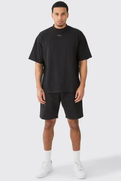 Man Oversized Extended Neck T-shirt And Relaxed Short Set | BoohooMAN UK