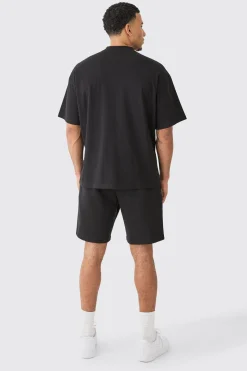 Man Oversized Extended Neck T-shirt And Relaxed Short Set | BoohooMAN UK