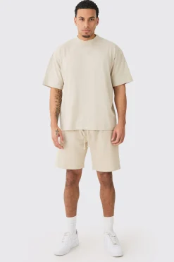Man Oversized Extended Neck T-shirt And Relaxed Short Set | BoohooMAN UK