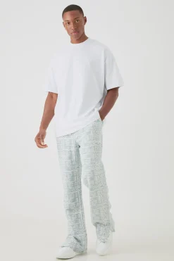 Man Oversized Extended Neck T-shirt & Jacquard Jogger Set | BoohooMAN UK