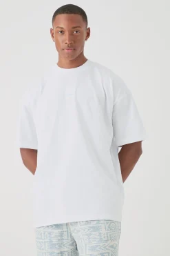 Man Oversized Extended Neck T-shirt & Jacquard Jogger Set | BoohooMAN UK