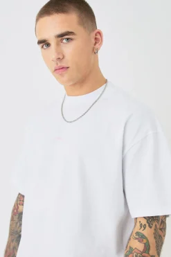 Man Oversized Extended Neck T-shirt & Jacquard Jogger Set | BoohooMAN UK