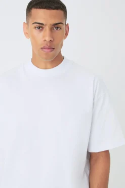Man Oversized Extended Neck T-shirt And Jacquard Shorts Set | BoohooMAN UK