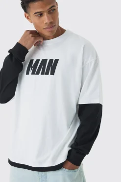 MAN Oversized Faux Layer T-Shirt | BoohooMAN UK
