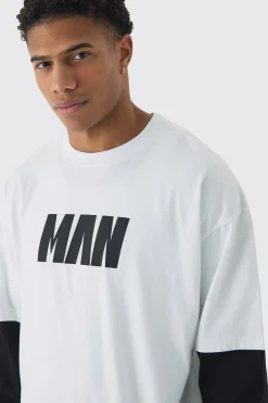 MAN Oversized Faux Layer T-Shirt | BoohooMAN UK