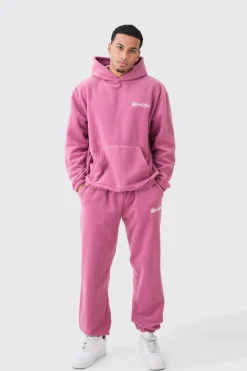 Man Oversized Fleece Hooded Tracksuit | BoohooMAN UK