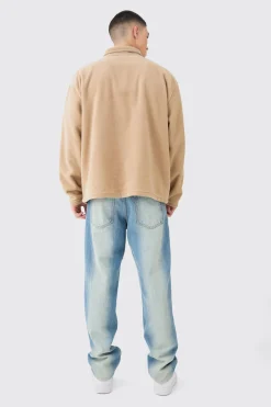 Man Oversized Fleece Rugby Polo | BoohooMAN UK