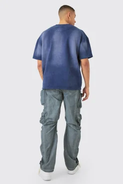 Man Oversized Half Sleeve Sun Bleach Sweatshirt | BoohooMAN UK