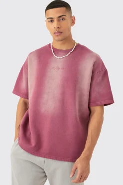 Man Oversized Half Sleeve Sun Bleach Sweatshirt | BoohooMAN UK