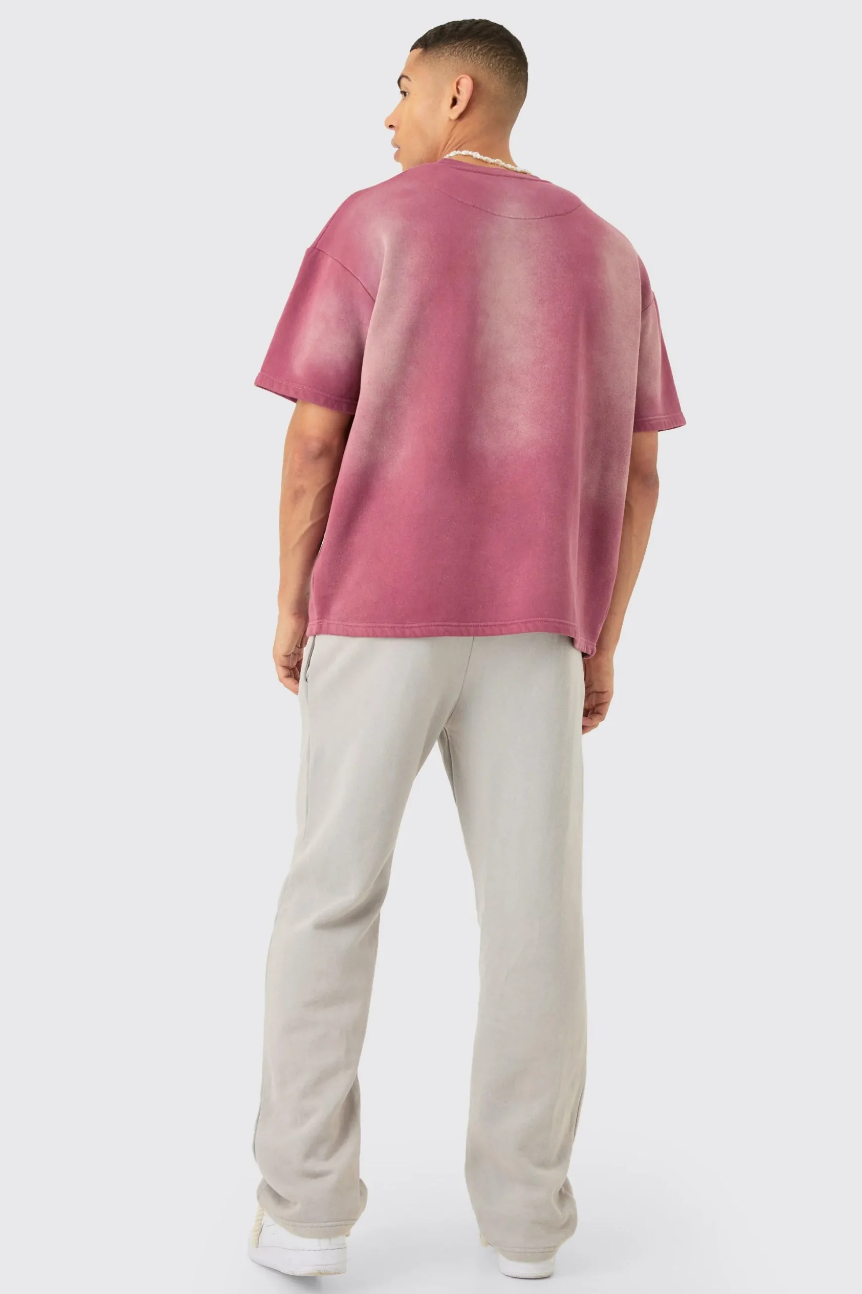 Man Oversized Half Sleeve Sun Bleach Sweatshirt | BoohooMAN UK