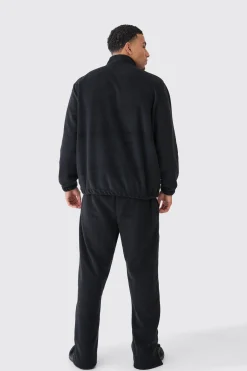 Man Oversized Quarter Zip Funnel Neck Fleece Tracksuit | BoohooMAN UK