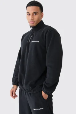 Man Oversized Quarter Zip Funnel Neck Fleece Tracksuit | BoohooMAN UK