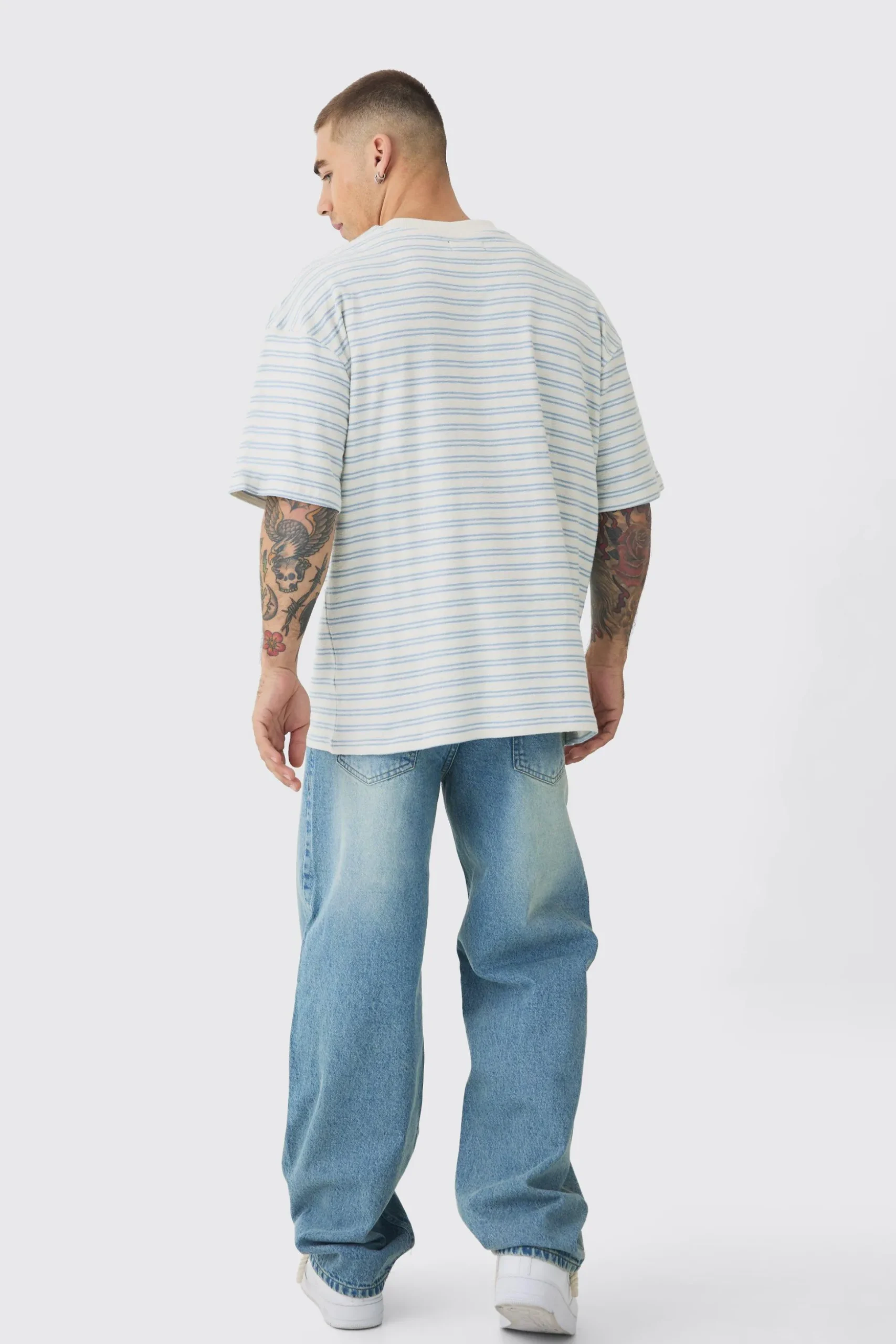 Man Oversized Ribbed Striped T-shirt | BoohooMAN UK