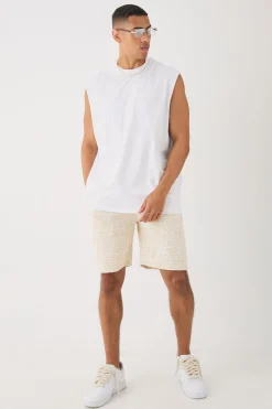 Man Oversized Tank And Jacquard Shorts Set | BoohooMAN UK