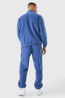 Man Oversized Zip Through Funnel Neck Fleece Tracksuit | BoohooMAN UK